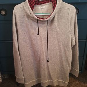 Maurices Sweaters - Grey Sweater with Buffalo Plaid Maurices Sweaters - Grey Sweater with Buffalo Plaid